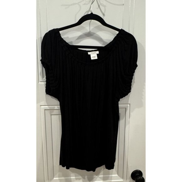 Kate Hill Black Short-Sleeve Top EUC - Picture 1 of 5